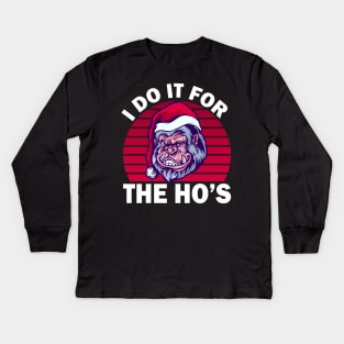 Gorilla Christmas Says The Ho's Kids Long Sleeve T-Shirt